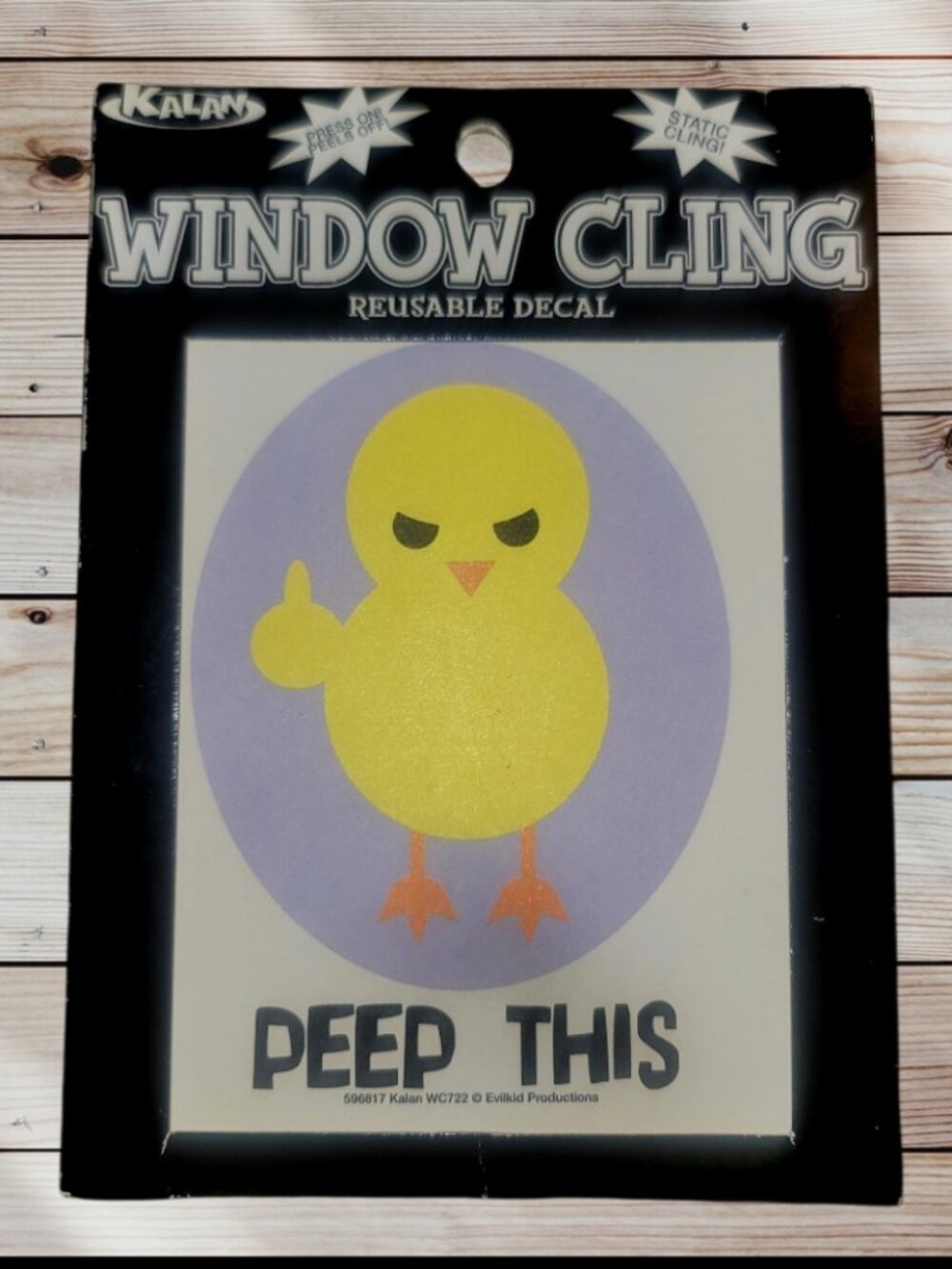 PEEP THIS - Yellow Chick Middle Finger - Window Cling - Reusable Decal - EVILKID